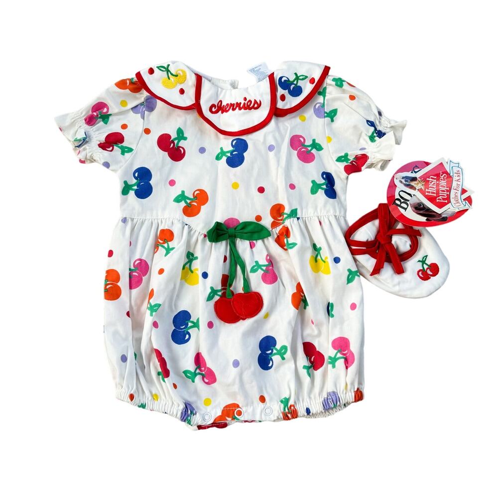 Hush Puppies White Multi Cherry Print Baby One-Piece